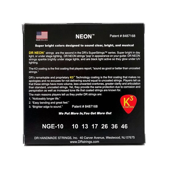 DR Hi Def Neon Green Coloured Electric Guitar Strings (10-46)