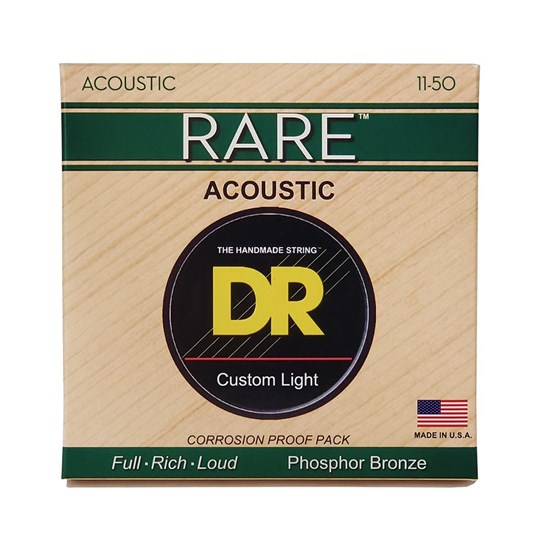 DR Rare Phosphor Bronze Acoustic Guitar Strings Custom Light (11-50)