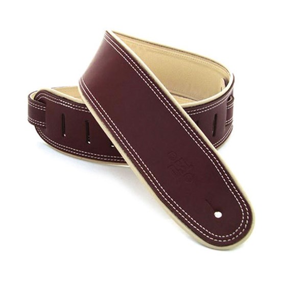 DSL GEP Series Rolled Edge Guitar Strap (Maroon, Beige Backing, 2.5