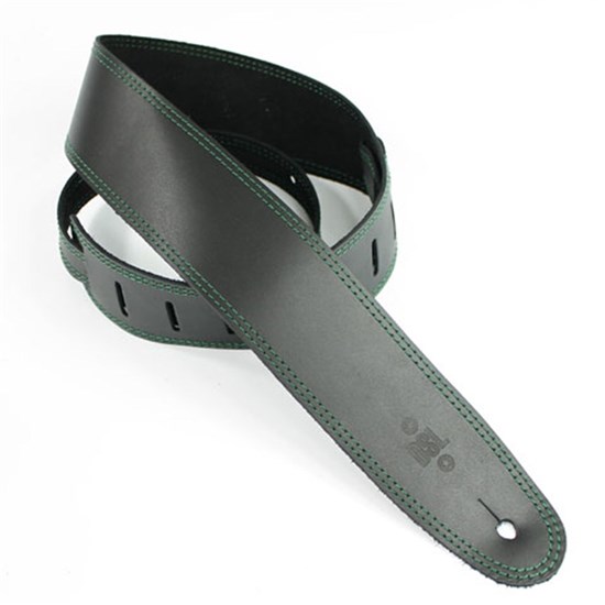 DSL SGE Classic Guitar Strap (Black, Green Stitching, 2.5