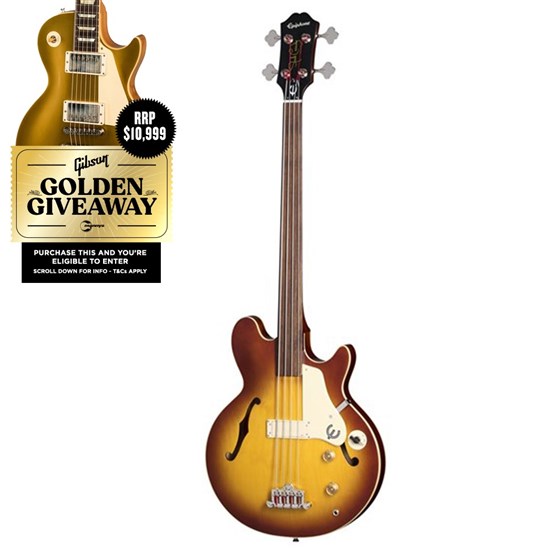 Epiphone Jack Casady Fretless Bass inc Gig Bag (Aged Royal Tan)