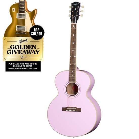 Epiphone 'Inspired By Gibson Custom' J-180 LS w/ Pickup (Pink) inc Hard Case