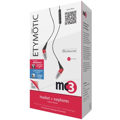 Etymotic MC3 Earphones w/ Mic & Remote For iOS (Red)