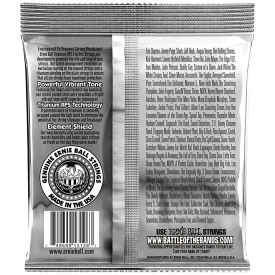 Ernie Ball Extra Slinky Coated Titanium RPS Electric Guitar Strings (12-56)