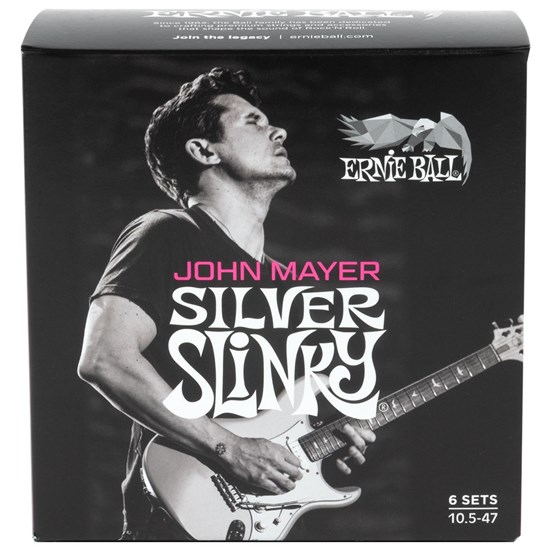 Ernie Ball John Mayer Silver Slinky Wound Electric Guitar Strings - (10.5-47) 6-Pack