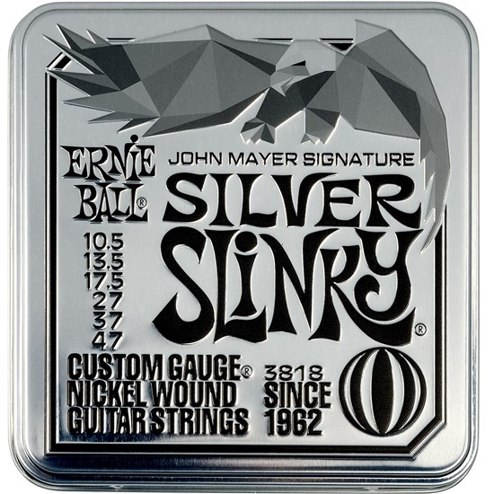 Ernie Ball John Mayer Silver Slinky Wound Electric Guitar Strings - (10.5-47) 3-Pack Tin