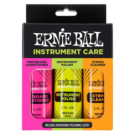 Ernie Ball Instrument Care 3-pack w/ Microfibre Polish Cloth