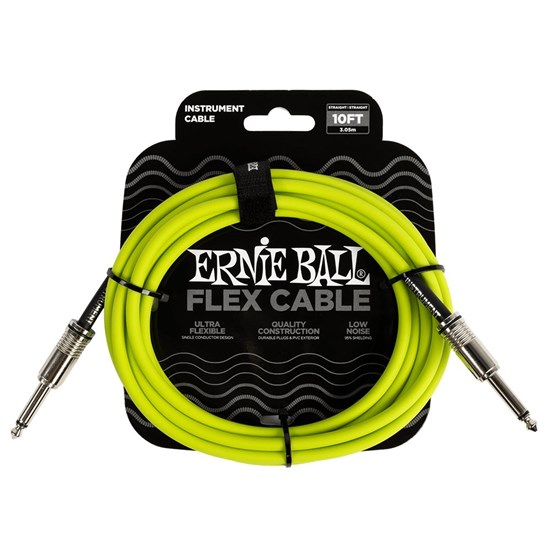 Ernie Ball 10' Flex Straight/ Straight Instrument Cable (Green)