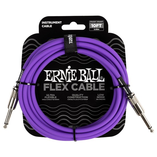 Ernie Ball 10' Flex Straight/ Straight Instrument Cable (Purple)