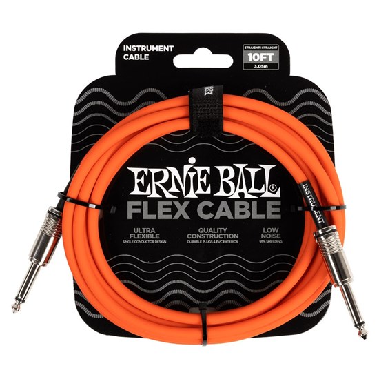 Ernie Ball 10' Flex Straight/ Straight Instrument Cable (Orange)