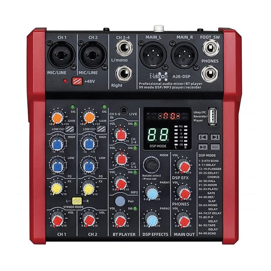 E-lektron A28 6-Channel Mixer w/ DSP FX Bluetooth & USB-A Audio Interface