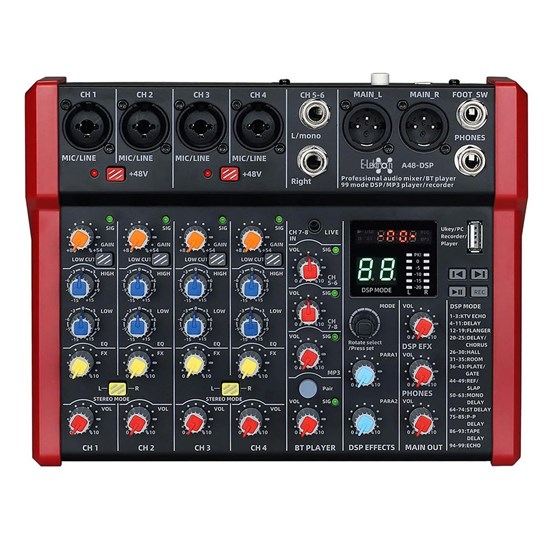 E-lektron A48 8-Channel Mixer w/ DSP FX Bluetooth & USB-A Audio Interface