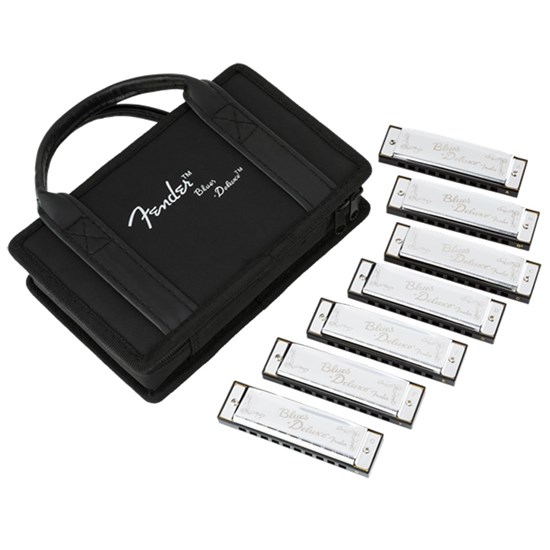 Fender Blues Deluxe Harmonica Pack of 7 w/ Case