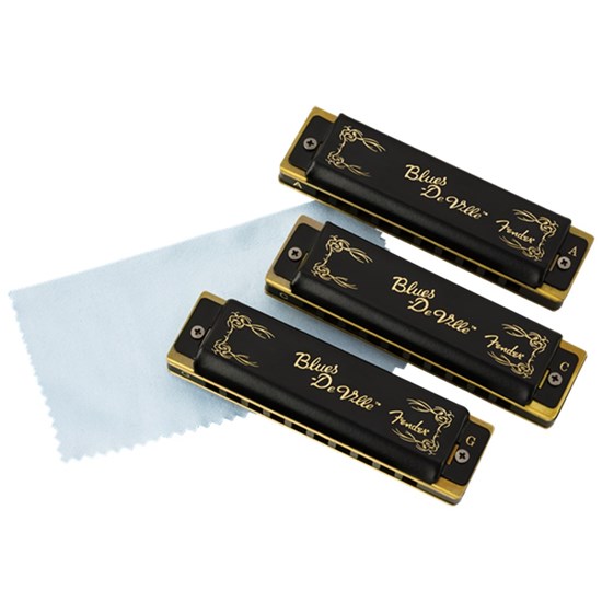 Fender Blues DeVille Harmonica Pack of 3 w/ Case