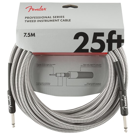 Fender Professional Series Instrument Cable 25' (White Tweed)