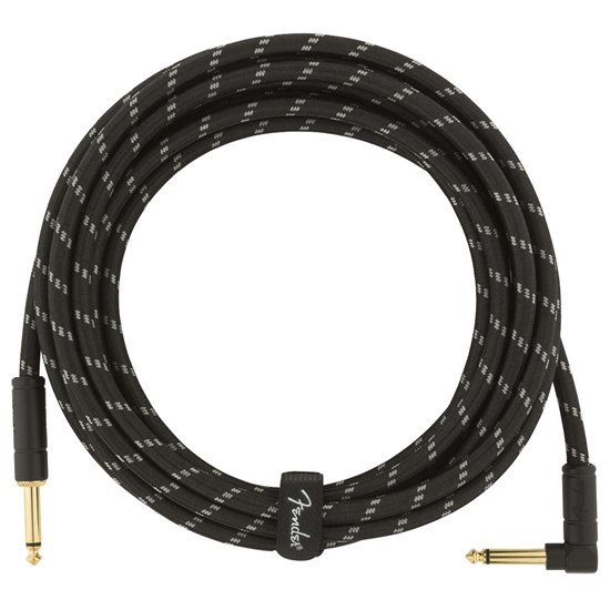 Fender Deluxe Series Instrument Cable Straight / Angle 15' (Black Tweed)