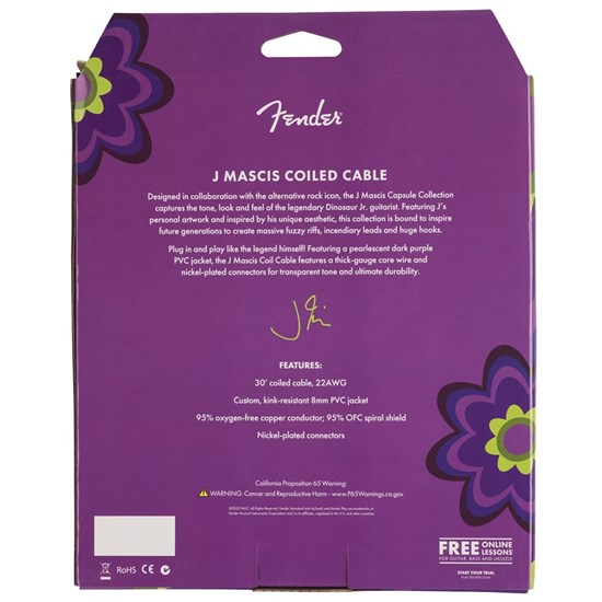 Fender J Mascis Coil Cable 30' (Purple)