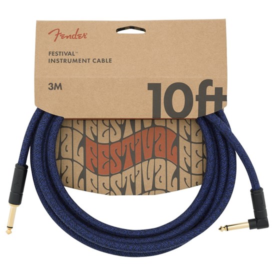 Fender Festival Instrument Cable Straight / Angle 10' Pure Hemp (Blue Dream)