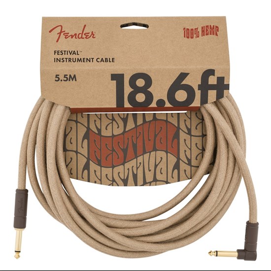 Fender Festival Instrument Cable Straight / Angle 18.6' Pure Hemp (Natural)