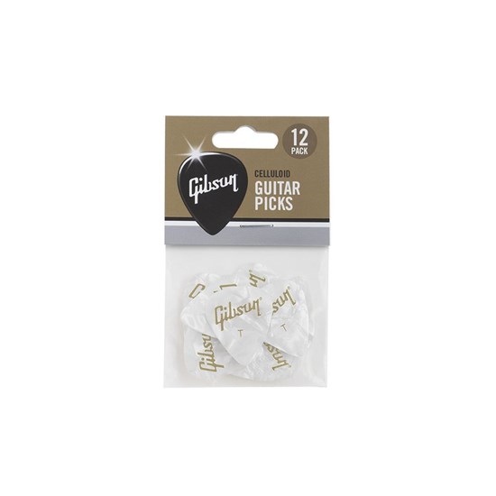 Gibson Pearloid White Picks 12 Pack Medium