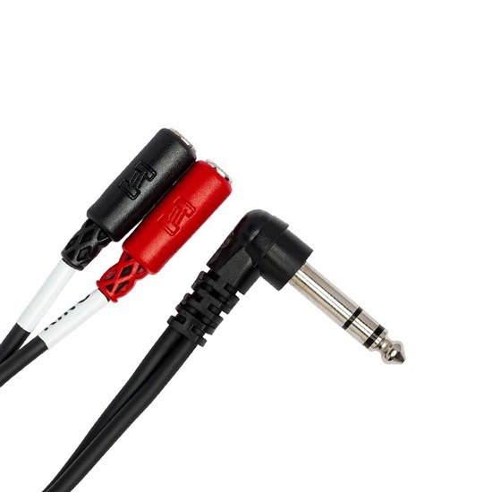 Hosa YPM523 Right-Angle 1/4 TRS to Dual 3.5 TRS(F) Stereo Breakout Cable