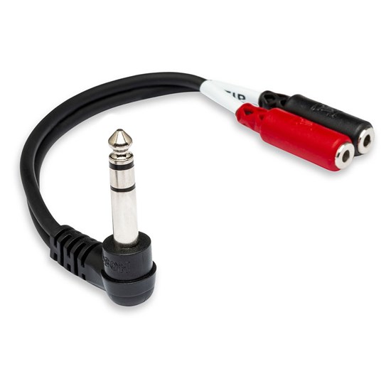 Hosa YPM523 Right-Angle 1/4 TRS to Dual 3.5 TRS(F) Stereo Breakout Cable