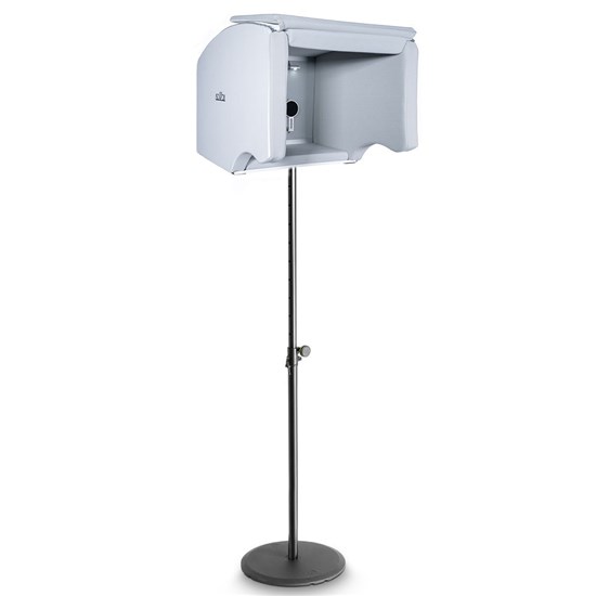 IsoVox 2 Portable Vocal Booth (White) & Gravity SSPWBSET1 Round Base Stand 35mm (Black)