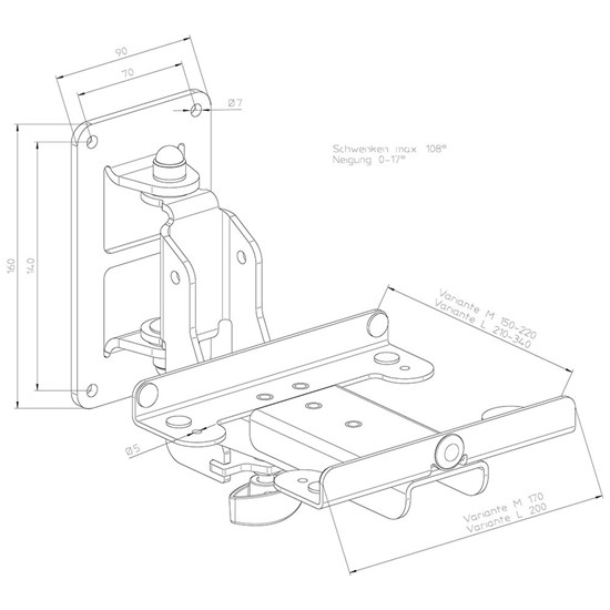 Konig Meyer 24166 Speaker Wall Mount-M (Black)