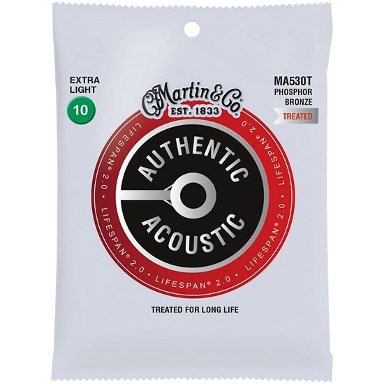 Martin MA530T Lifespan 2.0 92/8 Phosphor Bronze Extra Light Acoustic Strings 10-47