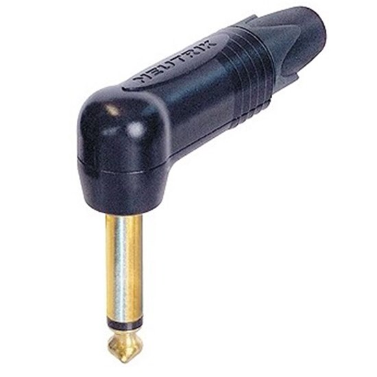 Neutrik NP2RX-B Right-Angle Mono Jack Plug Gold Contacts (Black Shell)