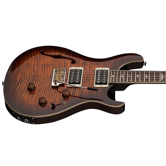 PRS SE Custom 24 Semi-Hollow Piezo (Orange Tiger Smoke Burst) inc Gig Bag