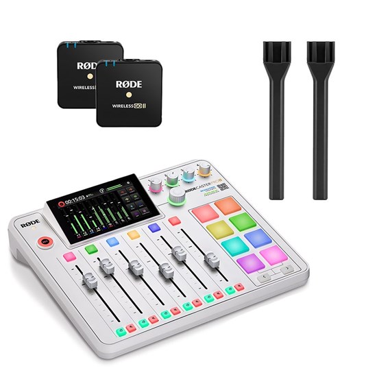 Rode RodeCaster Pro II Pack (White) w/ 2 x Wireless GO II TX & 2 x Interview GO