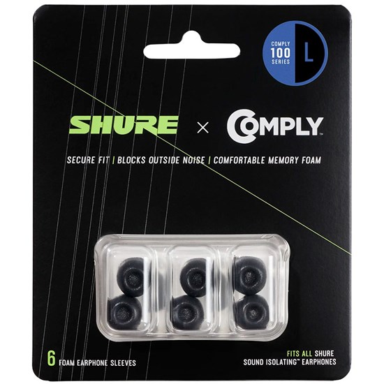 Shure EACYF1-6L Large Comply Series Black Foam Sleeves (3 Pair)