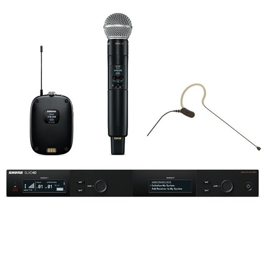 Shure SLXD Wireless Digital Dual Mic System w SLXD124 MX153 SM58 H57 Band