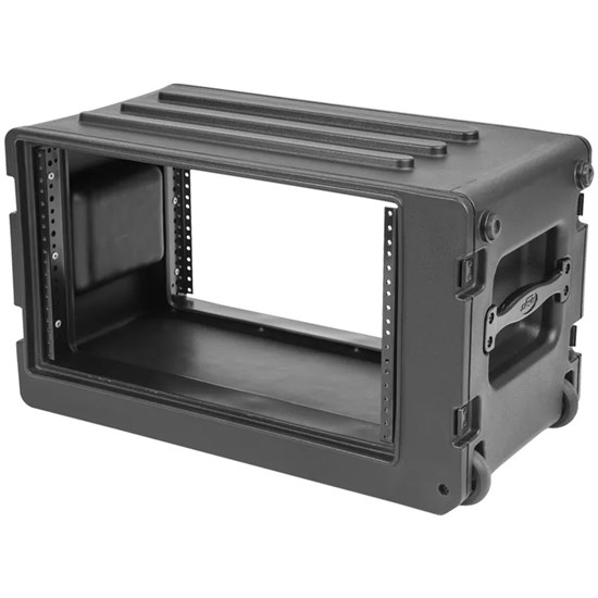 SKB 1SKB-R6SW Roto-Moulded 6U Shallow Rack Case w/Telescopic Handle and Wheels