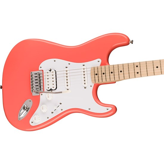 Squier Sonic Stratocaster HSS Maple Fingerboard White Pickguard (Tahitian Coral)