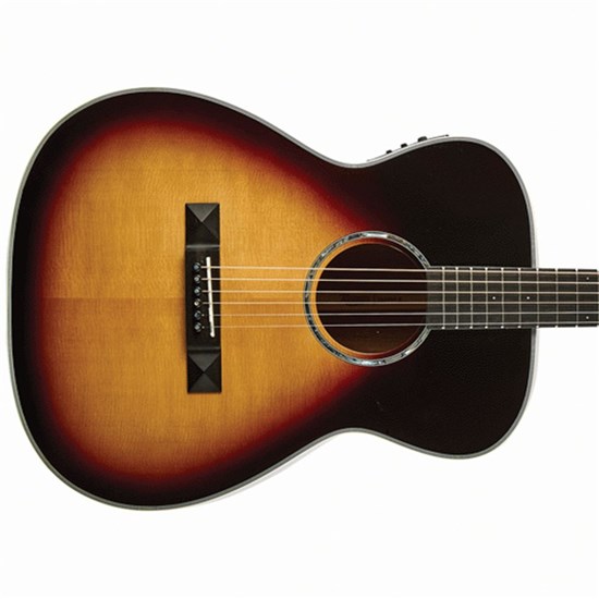 Tasman TA300-OE OM Acoustic Electric Guitar (Sunburst) inc Hard Case