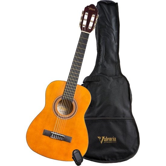 Valencia VC104K Nylon String Guitar Pack w/ Gig Bag & Tuner (Full Size)