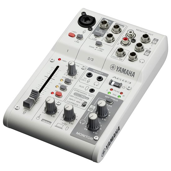 Yamaha AG03 MK2 3-Channel Live Streaming Mixer w/ USB Audio Interface (White)