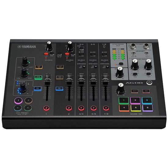 Yamaha AG08 8-Channel Live Streaming Mixer w/ USB Audio Interface (Black)