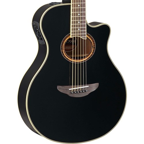 Yamaha APX700II Thin-Line Acoustic Guitar w/ Solid Top Cutaway & Pickup (Black)