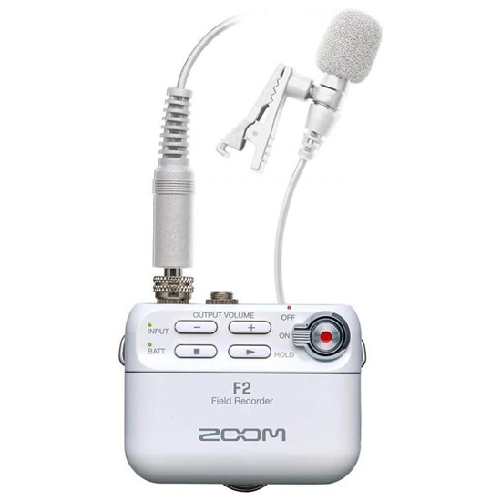 Zoom F2 Field Recorder & LMF-2 Lavalier Mic (White)